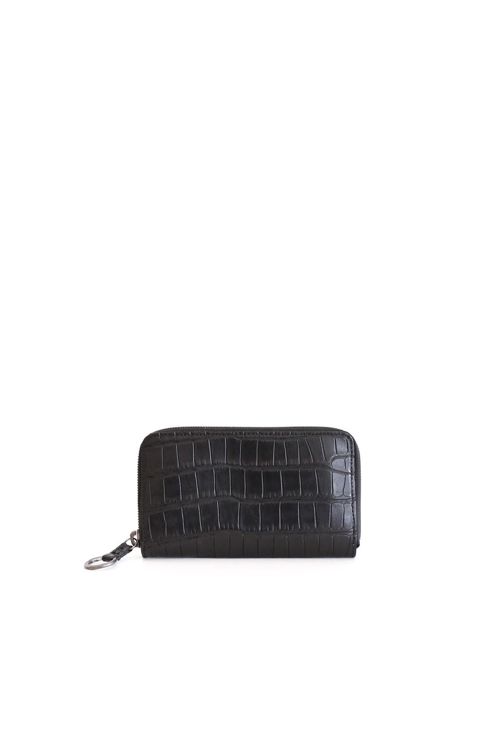 Zipped Wallet Croco Black - Tagliovivo | Artisanal Leather Bags